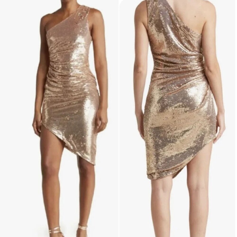New! Torn By Ronny Kobo *flawed Keira One Shoulder Sequin Dress XS 47565